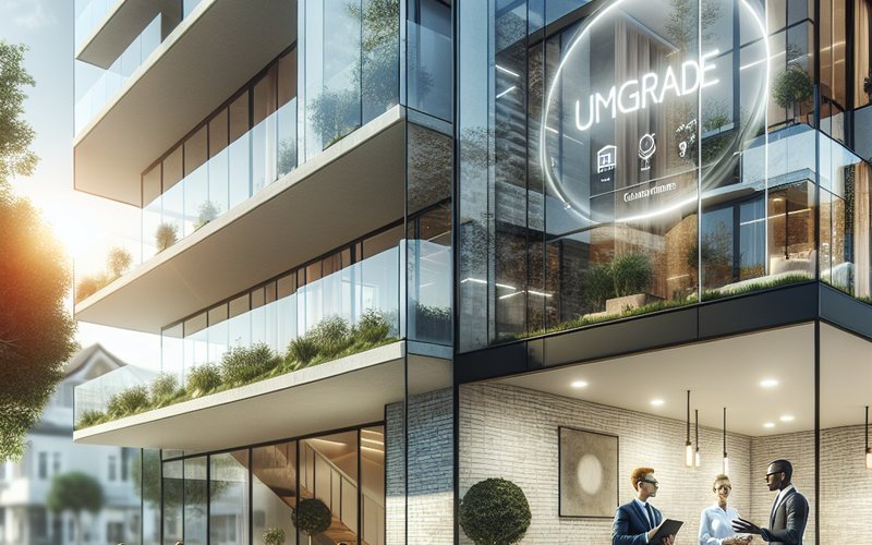 Los Angeles landlord reviewing smart glass upgrade investment for a multi-unit rental property with a contractor