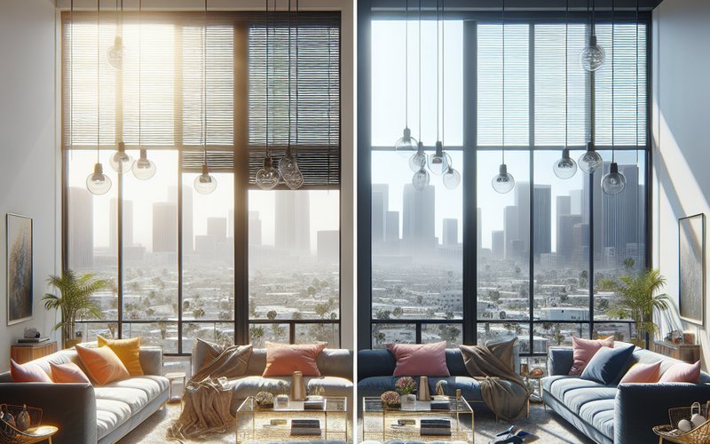 Comparison of UV and solar heat protection in a Los Angeles home with smart glass versus standard windows