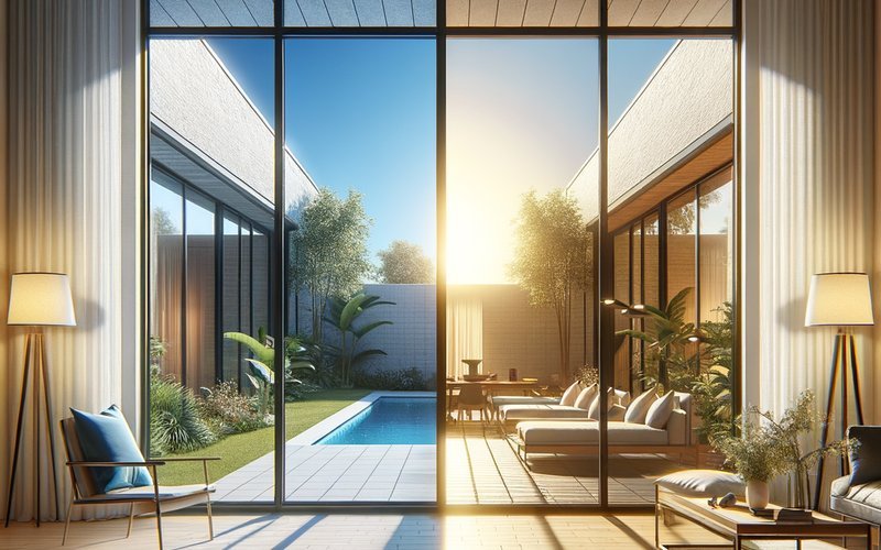 Smart glass window in a Los Angeles living room showing frosted versus clear opacity states side by side