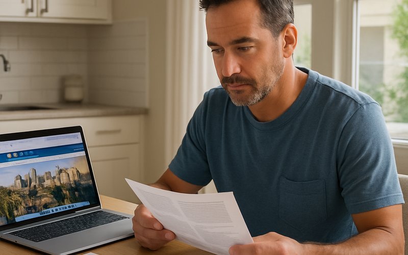 Homeowner reviewing LADBS permit requirements for electrochromic glass installation in a Los Angeles home