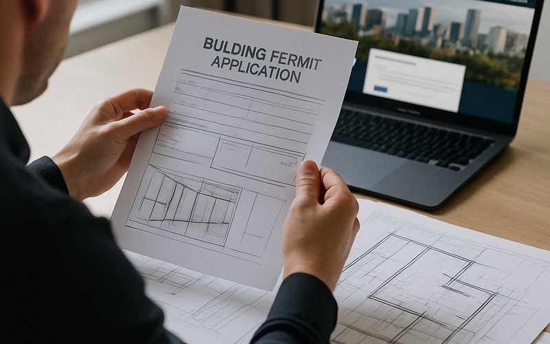 Building permit documents for an operable glass wall installation reviewed for a Long Beach California project through city development services