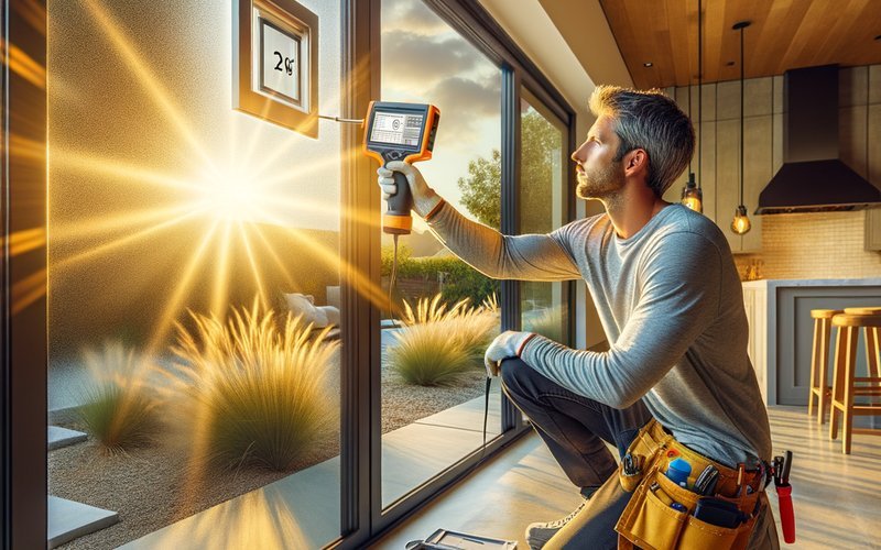 Contractor testing smart glass SHGC compliance for California Title 24 in Santa Clara County