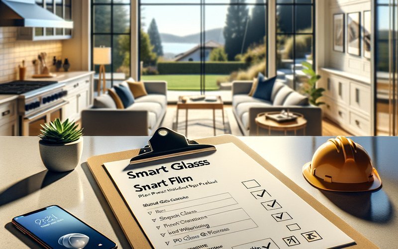 Contractor reviewing smart glass and smart film product permit requirements by type in a San Jose home