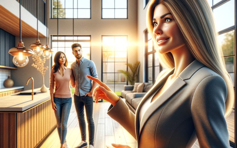 San Jose real estate agent highlighting smart glass windows as a selling feature to prospective buyers in a Bay Area home