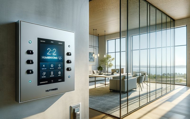 Lutron Homeworks keypad controlling smart glass privacy panel in a San Jose home office