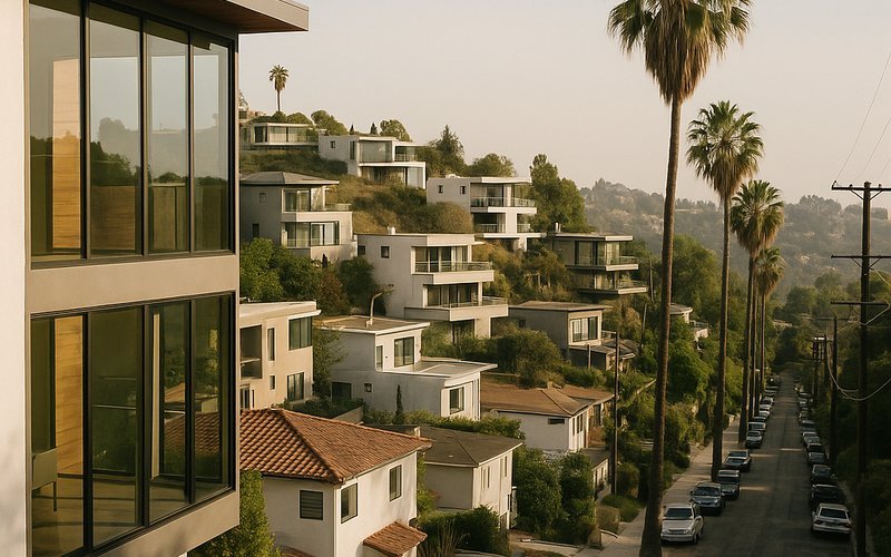 Los Angeles neighborhood with west-facing homes that need smart film UV protection against furniture fading