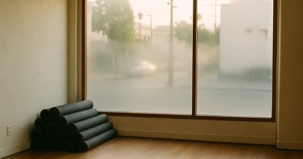 Yoga studio in Los Angeles with switchable glass wall frosted for privacy