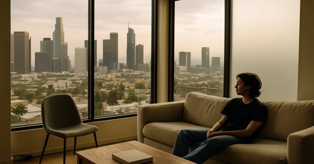 High-rise Los Angeles condo with switchable glass instead of blinds